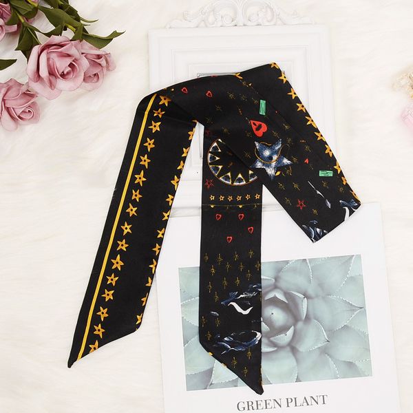 

tarot doubledeck twosided printing twill silk bind bag handle silk scarf slender narrow and small silk ribbon scarf woman scarf, Blue;gray