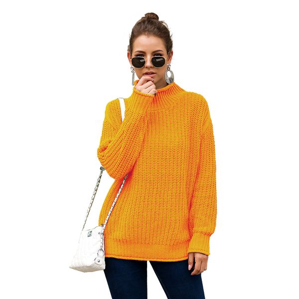 

2019 autumn new women sweater casual loose turtleneck knitted jumpers long sleeve crocheted pullovers streetwear winter jumpers, White;black