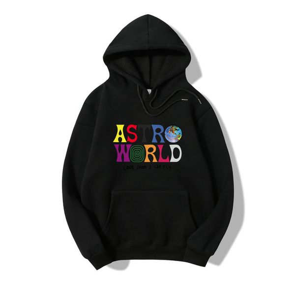 

travis scott mens womens hoodies astroworld letter printing men hip hop sweatshirts pullover hoodies asian size s-xxl, Black