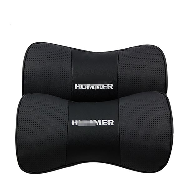 

2pcs car headrest pillow black leather look seat neck rest cushion for hummer