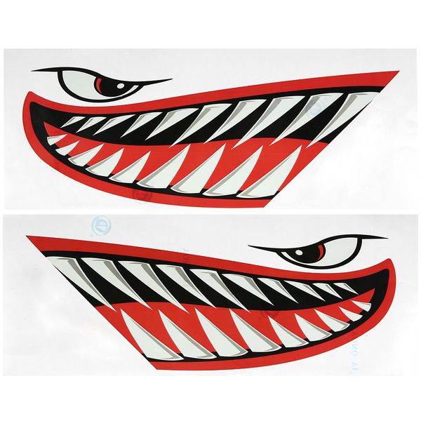 

2pcs waterproof fish teeth mouth stickers kayak sticker kayak accessories funny sticker boat car truck accessories for cute diy