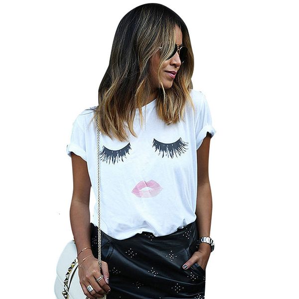 

женская одежда конструктора женщин конструктора рубашки 2019 ресницы tshirts печать letters женский плюс размер summer tee femme harajuku ру, White