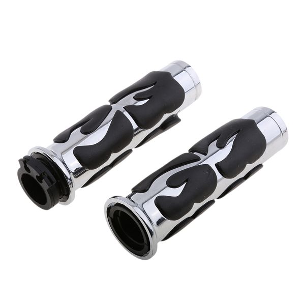 

2 pieces motorcycle custom flame handlebar hand grips universal