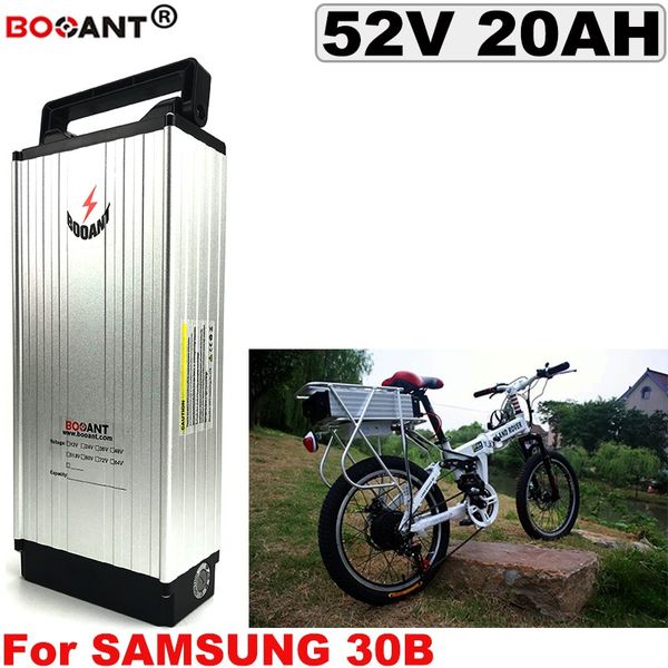52V 20AH Rear Rack bateria de bicicleta elétrica para Samsung 30B 18650 célula 52V E-bicicleta bateria de lítio para 1000W 1500W Motor + 2A Carregador