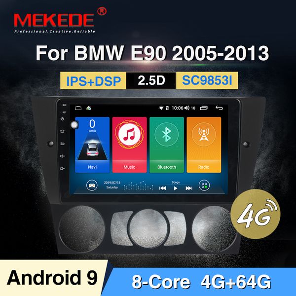 

capacitive 9"touch screen android 9.0 car gps navigation for e90 e91 e92 gps 4g bluetooth radio usb sd steering wheel cam-in car dvd