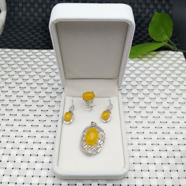 

color jade myelin four three-piece set four-color yellow, green, red and pink s925 silver-encrusted jade-meme set women's je, Black
