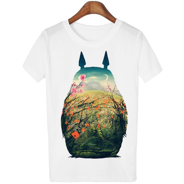 

t shirt women womens designer casual t shirt harajuku totoro print camisetas mujer o neck tshirt cute tees femme, White