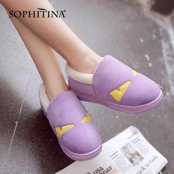 

sophitina fashion ladies shoes comfortable warm flat shoes home casual so318, Black