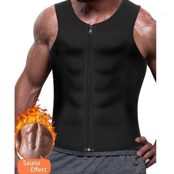

men' slimming neoprene vest trainer shapewear sweat shirt body shaper waist1, White;black