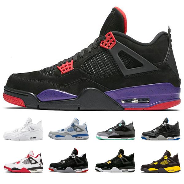

4 4s men basketball shoes raptors pure money royalty black cat green glow raptors oreo thunder 2019 mens outdoor sport sneaker shoes