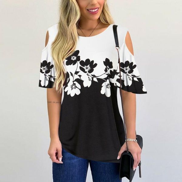 

5xl women blouse plus size white tunic shirts cold shoulder shirt summer casual floral blouse ladies blusas mujer de moda 2020