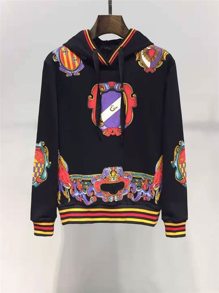 

мужская дизайнерская толстовка с капюшоном корона emvroidery мода стиль для мужчин женщин марка толстовка с капюшоном свободная толстовка ро, Black