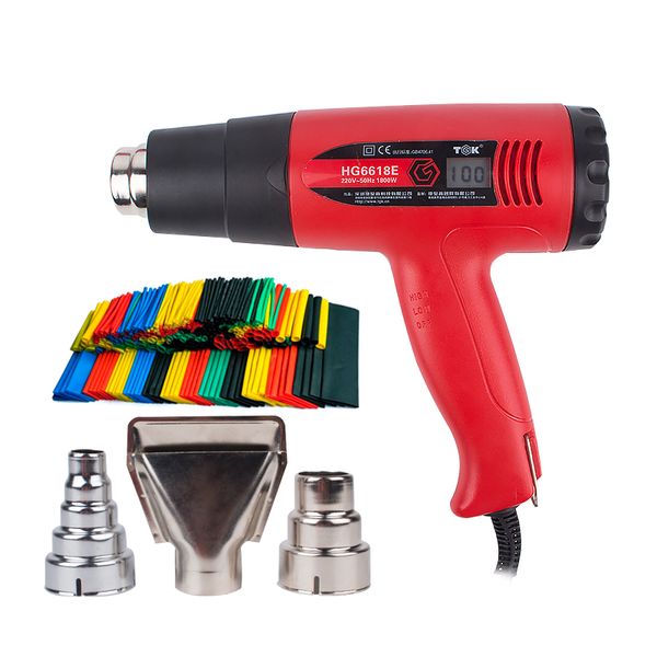 

пневматический пистолет тгк hot 220 1800w регулируемая температура тепловой пушки сушилка пайка фен три дюз оснастка питания инструмента