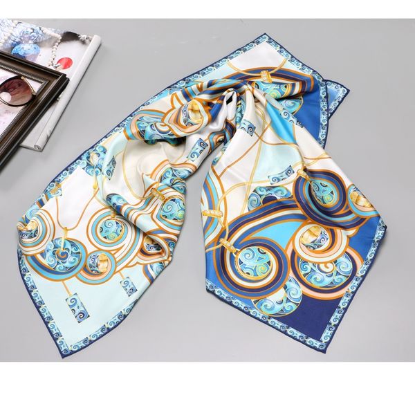 

35" dec large square 100% silk scarf shawl fashion blue hijab head scarves for women