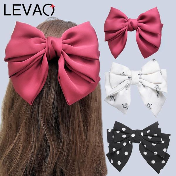 

hair accessories levao solid bow ties hairpins for woman headwear 3 layers bowknot clips leopard/dot/print barrettes