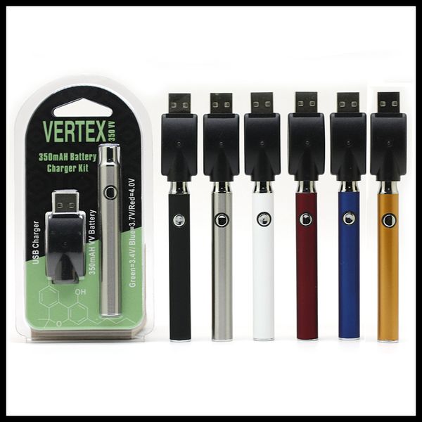 

Vertex LO VV Battery Charger Kit E Cigarettes 350mAh 650mAh 900mAh 1100mAh Preheat Variable Voltage Batteries Vape Pen Fit Vape Cartridge