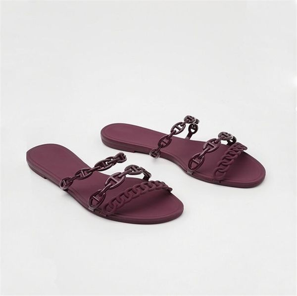 

2020 new summer designer exclusive flat bottom wild pvc word simple temperament flat slippers#441, Black