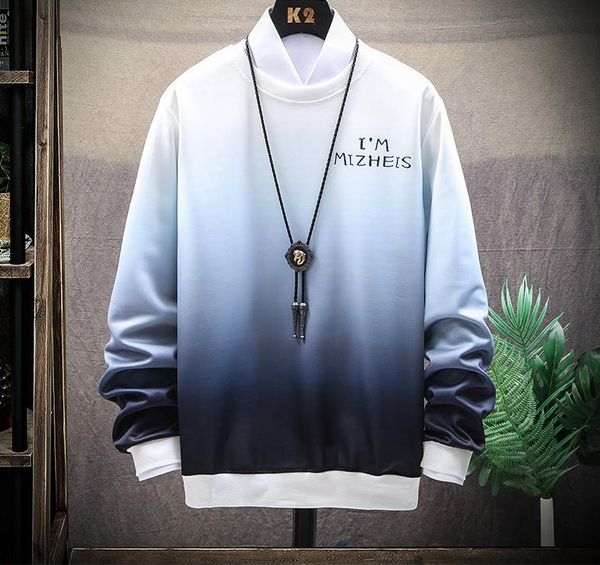 

gradient color long-sleeved t-shirt spring and autumn 2020 new men's clothes on the korean version of spring tide ins sweater suit, Black