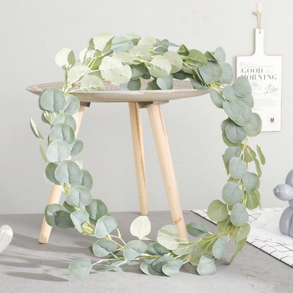 

180cm artificial decoration eucalyptus silk silver dollar eucalyptus hanging garland greenery plant wedding party decor indoor