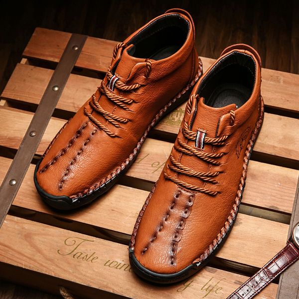 

2019 new warm mens boots working tactical boots split leather ankle plush snow lace-up winter shoes plus size 39-48, Black