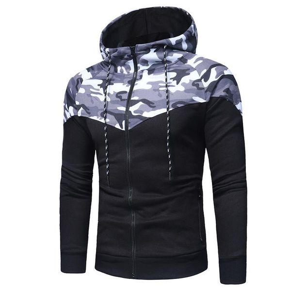 

men sport set camouflage tracksuit male hoodie sport coat for mens 2020, Black