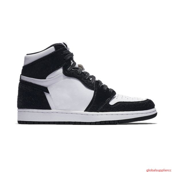 

panda 1 high 1s black white basketball shoes factory version genuine leather mens women trainers new 2019 sneakers