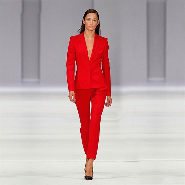 

red jacket+pants women's business suits office uniform designs women elegant formal ladies trouser suit 2 piece sets custom, White;black