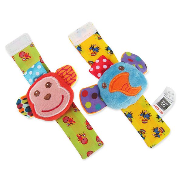 

infant baby kids socks rattle toys monkey and elephant wrist rattle and foot socks developmental soft toys for 0~24 months baby