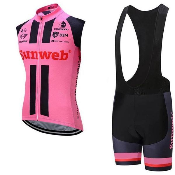 

2020 sunweb team cycling sleeveless jersey vest bib shorts sets summer clothes bike wear comfortable breathable quick dry new n03020, Black;red