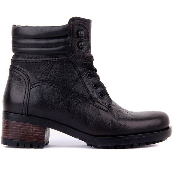 

sal lakers-genuine leather women 's boots, Black