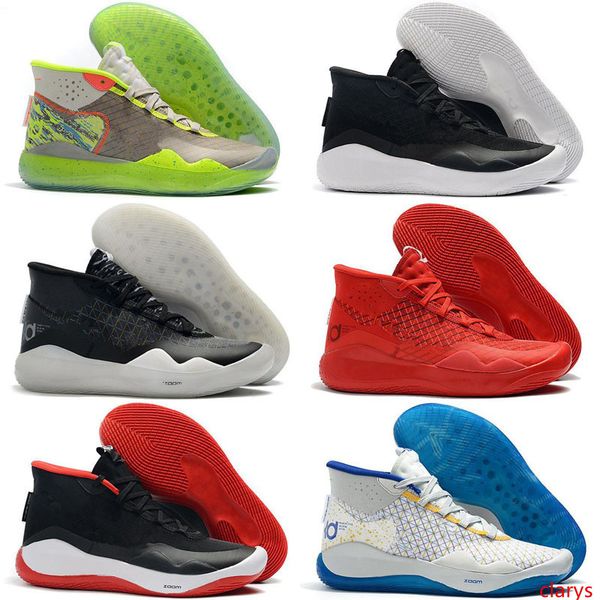 

2019 new kevin durant 12 xii high kd 35 warriors home white blue yellow mens basketball shoes men sports shoes kd12 sneakers size7-12