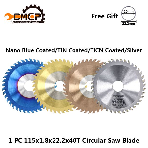 

1pc 115x1.8x22.2x40t circular saw blade for wood carbide cutting discs nano blue/tin/ticn coated tct saw blade woodworking tools
