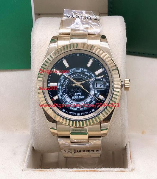 

watches 42mm black dial 326938 yellow gold asia 2813 automatic mechanical mens watch watches, Slivery;brown