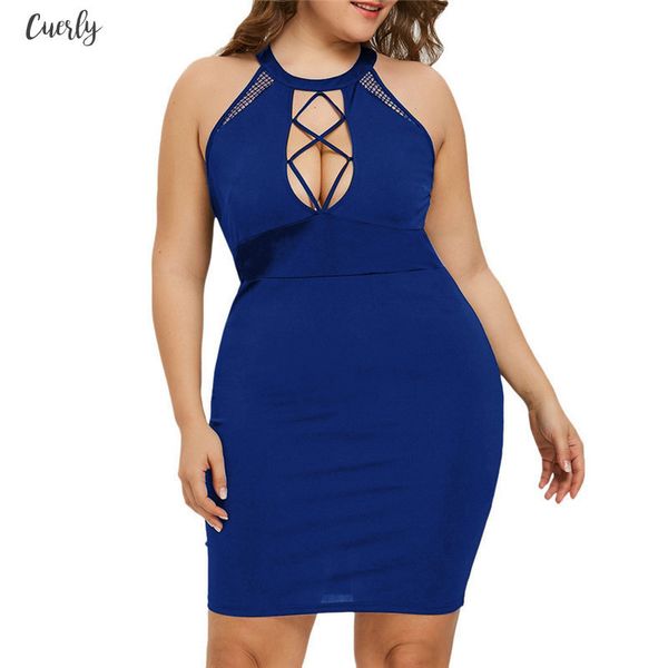 

summer dress women plus size hanging neck mesh openwork straps slim mini dress new bodycon dress vestido, Black;gray