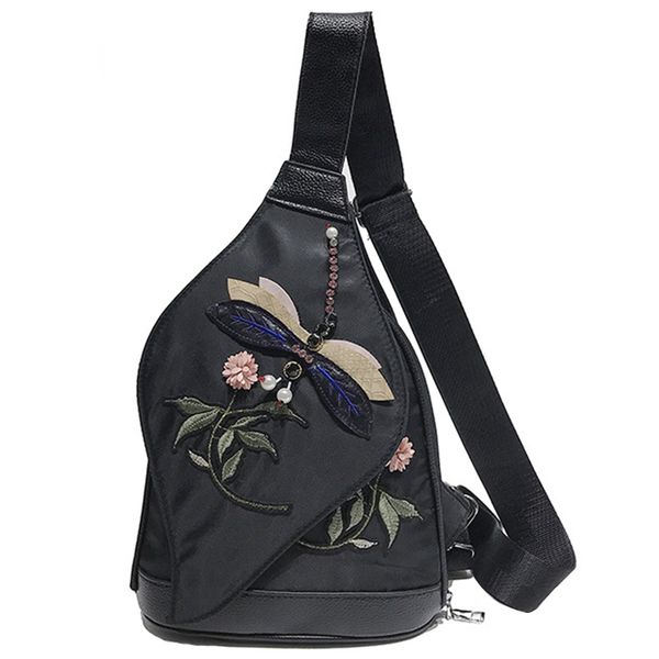 

women girl oxford cloth school bag printing satchel women trave shoulder bag embroidered chest