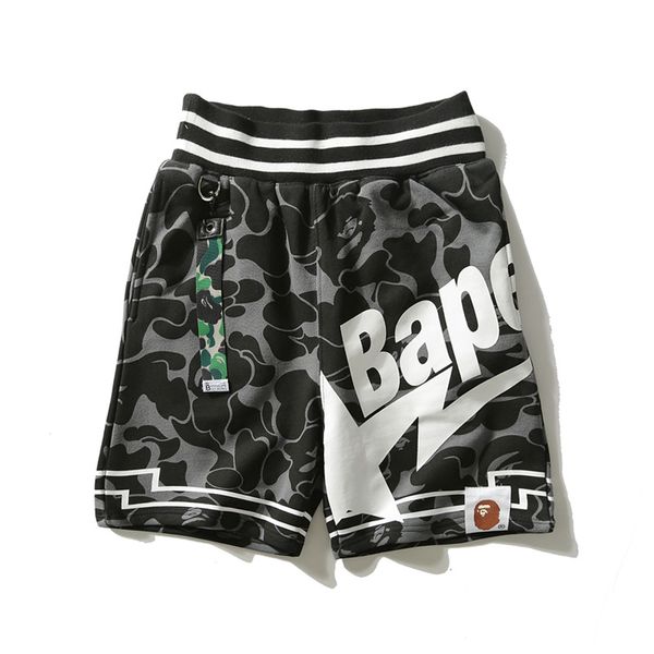 

summer new lover gray camo letter print beach shorts teenager camo casual hip hop beach pants, Black