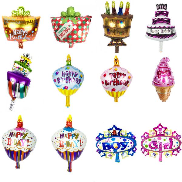 

cute mini cartoon birthday cake aluminum balloon birthday party toy balloons decoration background wall prop wholesale