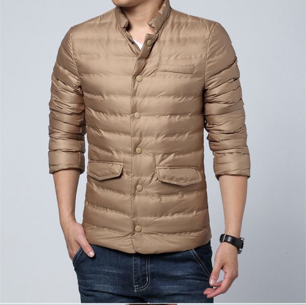 

mens winter cotton padded jacket and coat plus size stand collar puffer jacket men slim black khaki parka men warm quilted coat