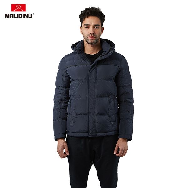 

malidinu new men down jacket winter down coat hooded white duck mens parka heavy jacket men russian winter -30c, Black