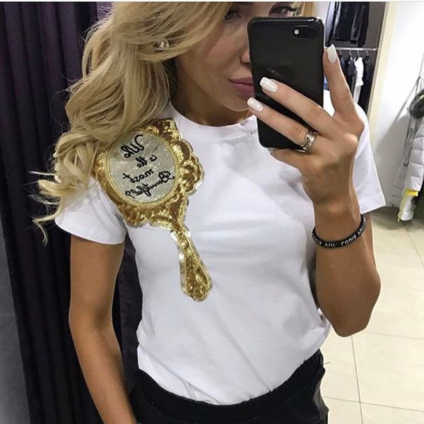 

2020 new brand summer harajuku t shirt women fashion tumblr shorts sleeve female tshirt women casual tee shirt, White