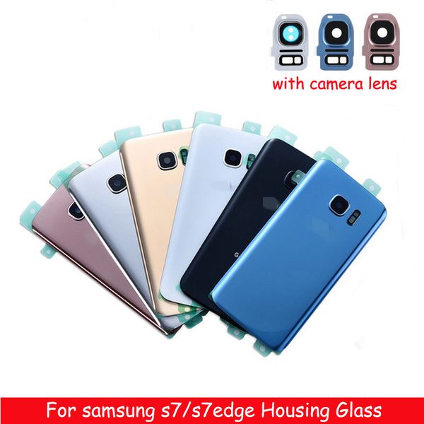 

new oem original battery door back cover glass housing with camera lens cover + adhesive sticker for samsung galaxy s7 g930 s7 edge g935f