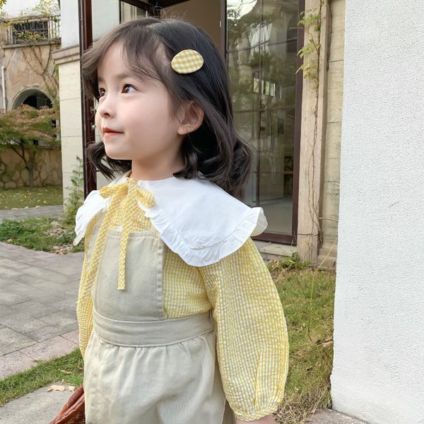 

korean-style small fresh lotus leaf lace collar doll children spring new female baby long-sleeve shirt, White;black