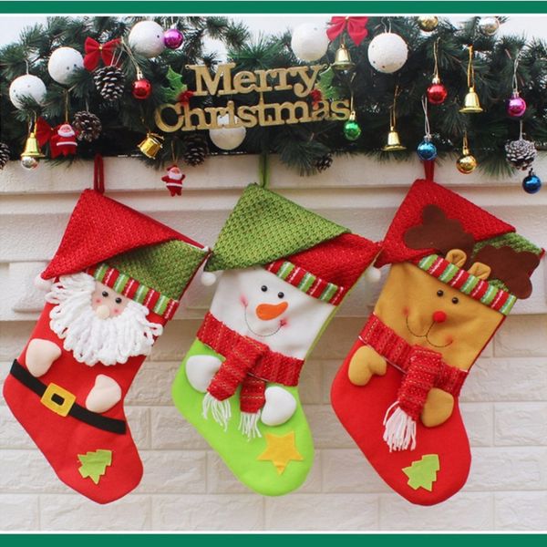 

2017 cute sock shape christmas tree hanging pendant new year tree pendants christmas gift bag party diy decorations for home
