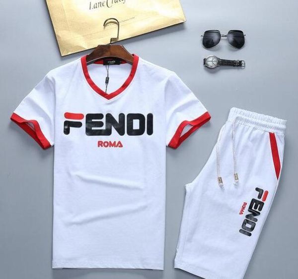 

2020 luxury brand fashion designer men's sportswear suit short-sleeved t-shirt and shorts casual sportswear suit for summer #02, Gray