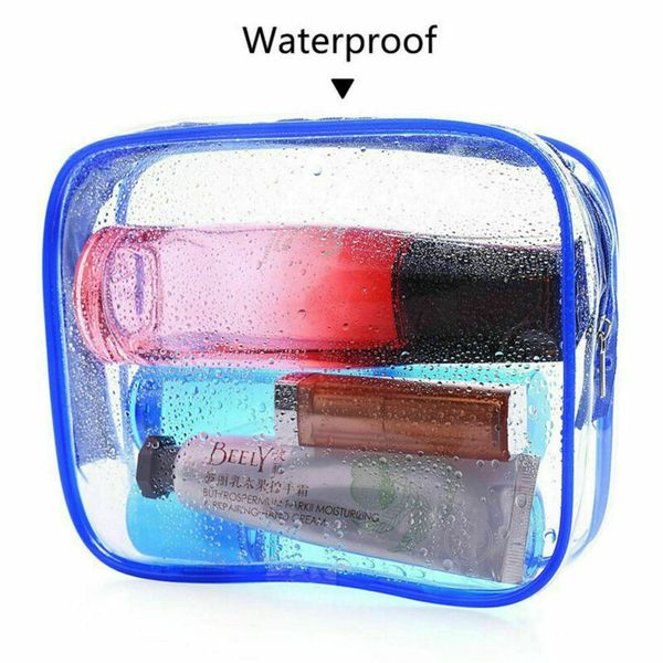 

3pc pvc travel cosmetic make up bag clear transparent see through toiletry bag