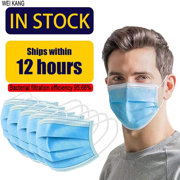 

в наличии!одноразовые маски для лица с эластичной ушной петлей 3 слойные дышащие и удобные для блокировки пыли пакет защиты от загрязнения в