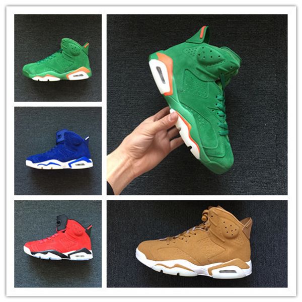 

wholesale 6 vi green gatorade blue suede red men basketball shoes sports sneakers trainers trainers outdoor size 7-13