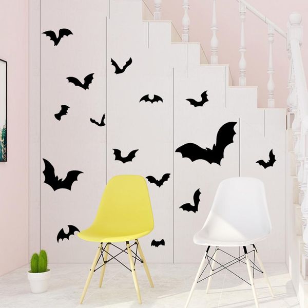 

self adhesive door wall sticker black bat halloween decoration