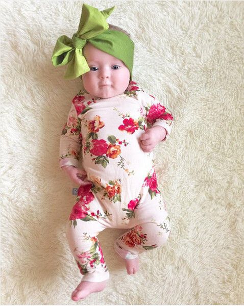 

новая милая newborn ребёнка цветок хлопок с длинным рукавом romper комбинезон outfit baby girl цветочная длинный рукав romper техника одежда, Pink;blue