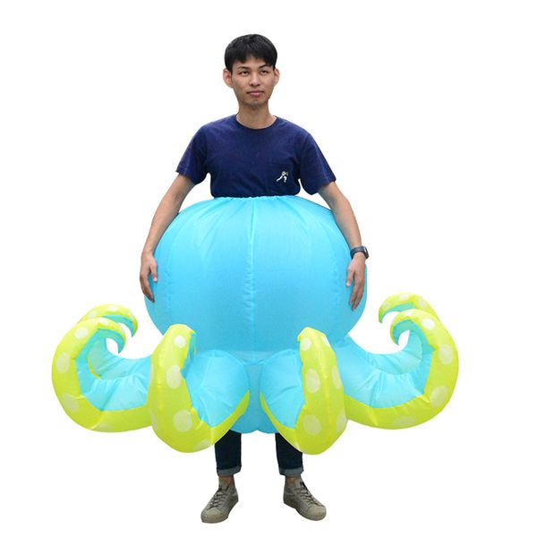

halloween blue ocs inflatable costume blow up mascot costume fanny animal party dress uni-blue, Red;yellow
